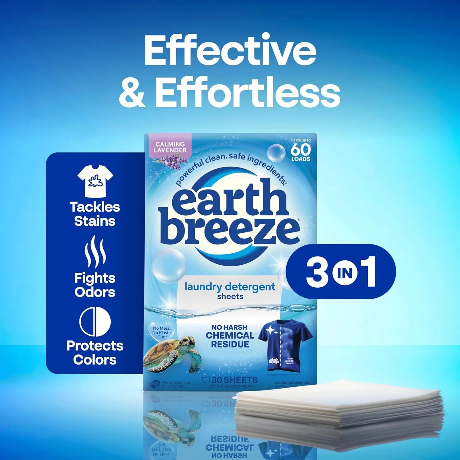 Earth Breeze Laundry Detergent Sheets Calming Lavender 60 Loads