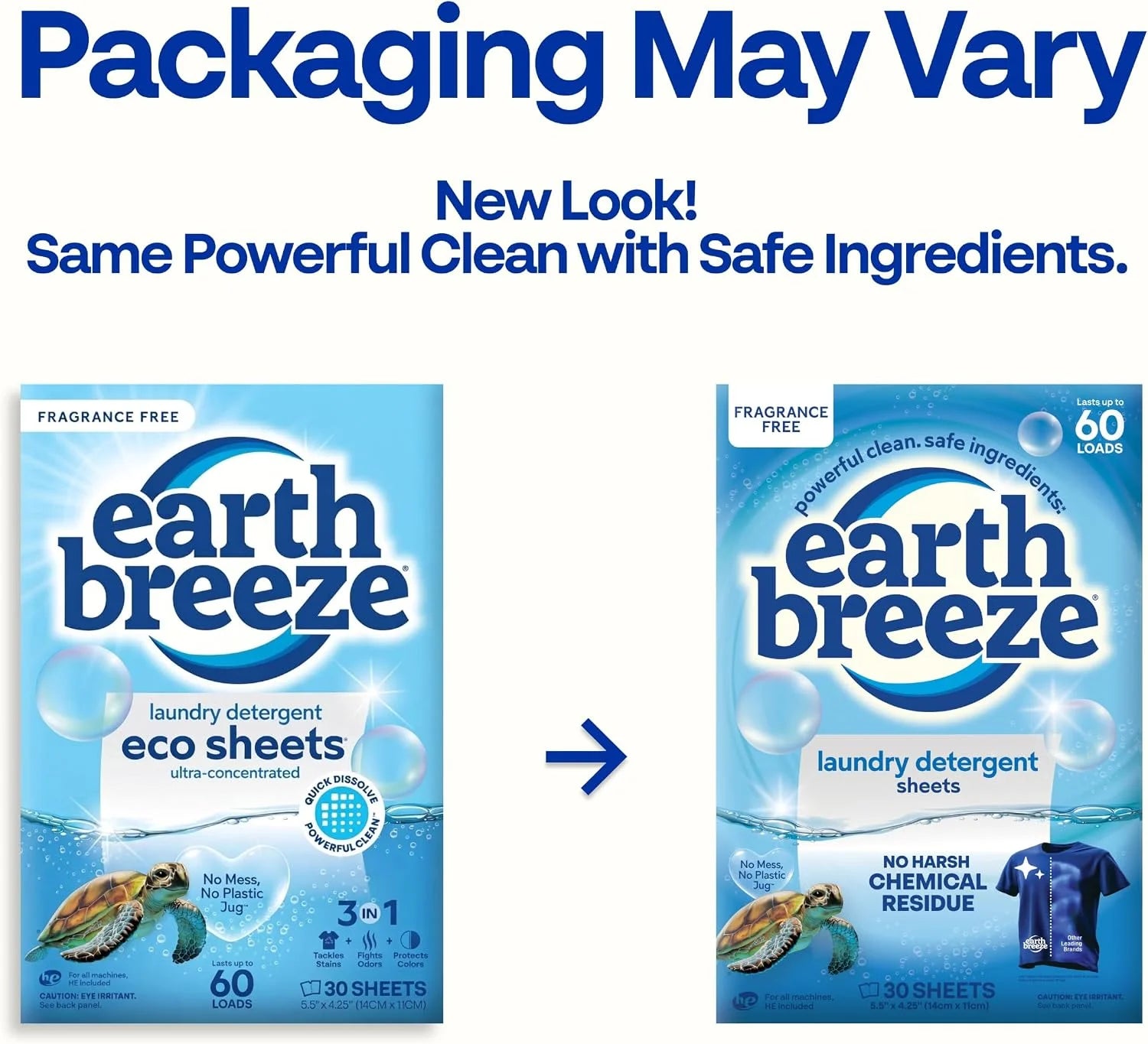Earth Breeze Laundry Detergent Sheets Fragrance-Free 60 Loads